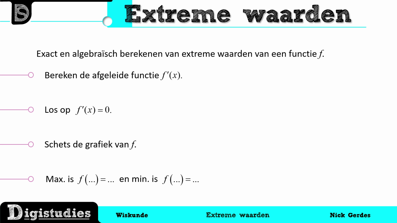 Digistudies - 6. Extreme Waarden Met De Afgeleide